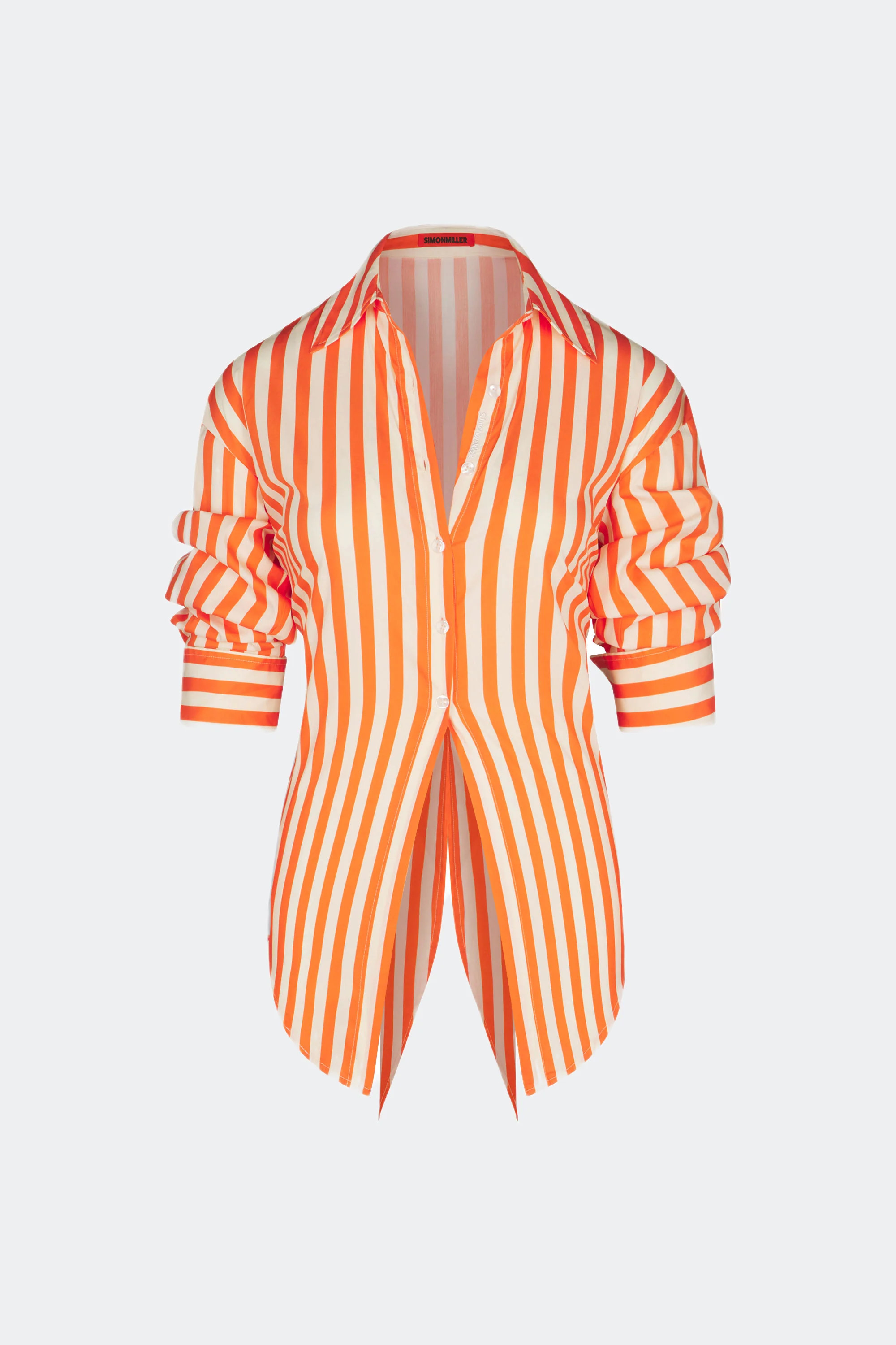 Loch
           Poplin Button Up In Coral Cabana Stripe | Simon Miller