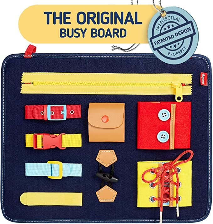 Toddler Busy Board - Montessori Sensory Activity Board for Toddlers - Develops Basic and Fine Mot... | Amazon (US)