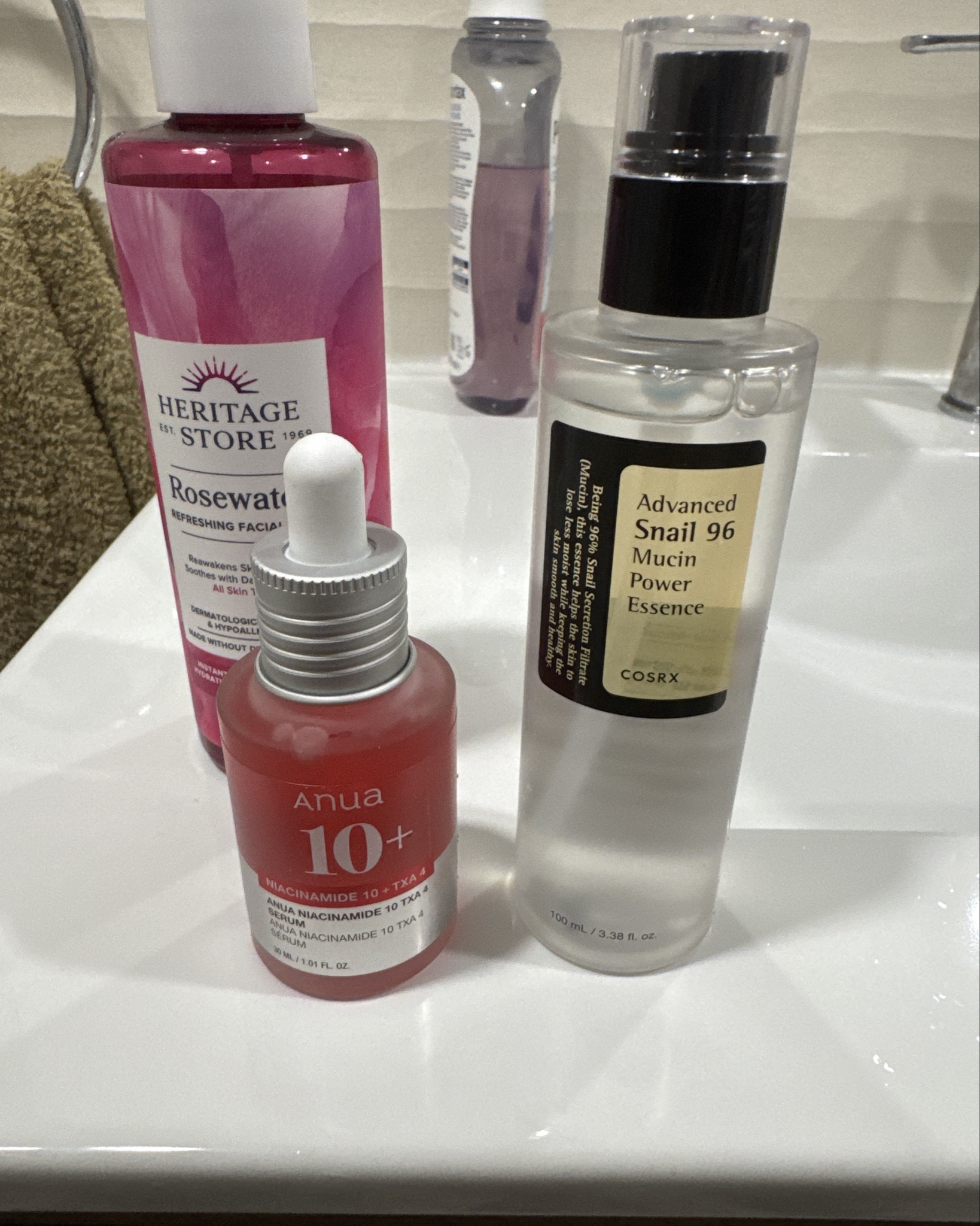 My current skincare lineup and why I’m obsessed ✨

Hydration + glow has been the goal and these have been doing exactly that:

🌹 Rosewater toner – refreshes, soothes, and preps my skin for everything after

💧 Snail mucin essence – deeply hydrates, repairs, and gives that glass-skin glow

✨ Niacinamide + TXA serum – helps brighten, even skin tone, and minimize pores

☀️ SPF (my daily non-negotiable) – protects against sun damage + keeps skin youthful

🤍 Glow SPF option – adds the prettiest dewy finish under makeup

My skin has been feeling smoother, more hydrated, and way more even lately 🙌 Linking everything for you guys 💕

#LTKmorningroutine #LTKBeauty #LTKselfcare