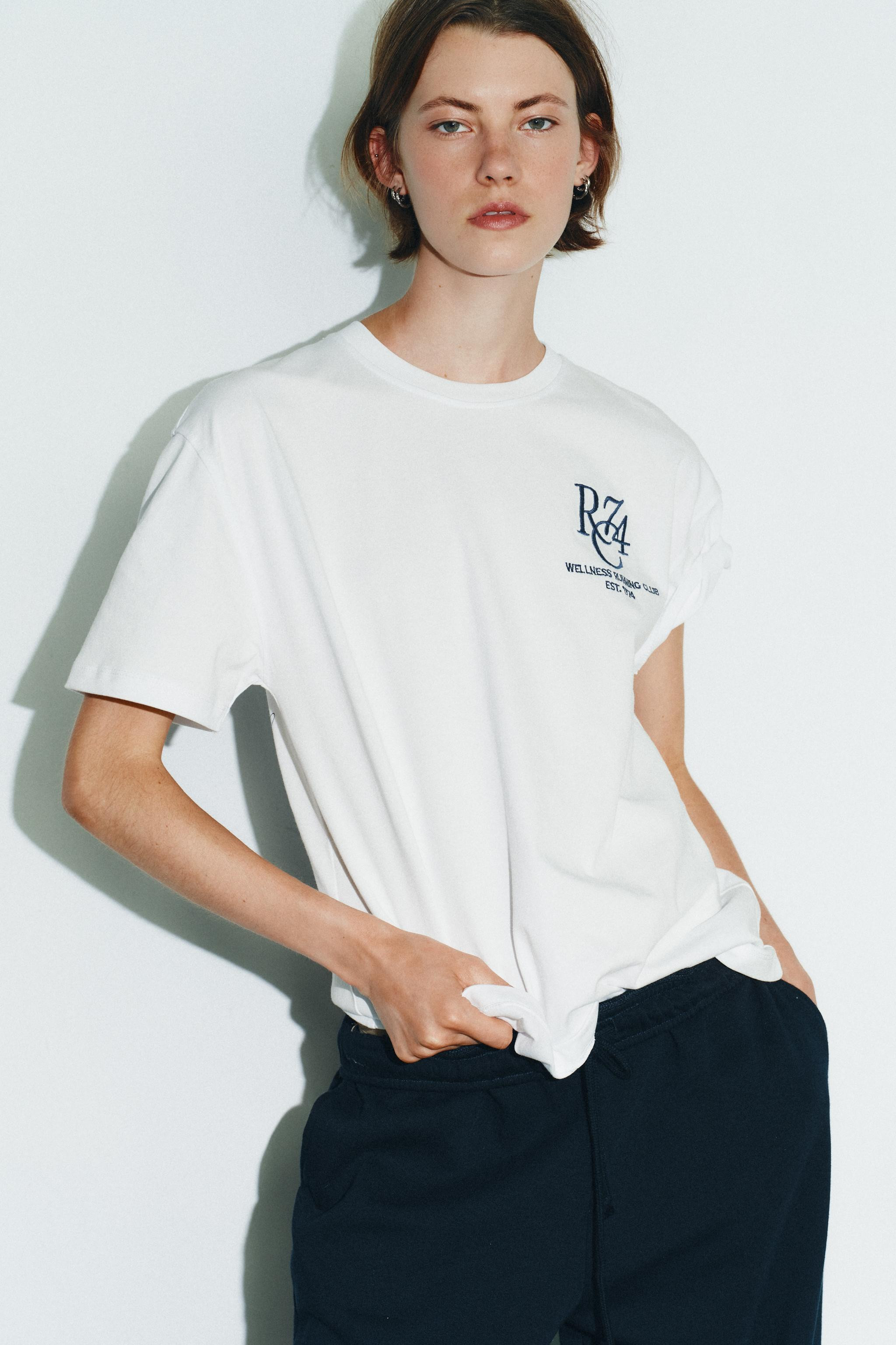 TEXT EMBROIDERED T-SHIRT | Zara US