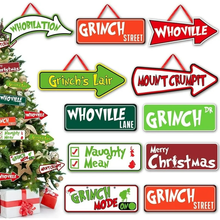 Imoment Grinch Christmas Tree Decorations 20PCS Grinches Sign Grinch Hanging Ornament for Holiday... | Walmart (US)