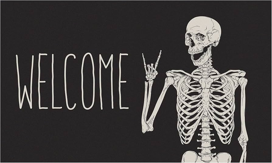 KBBMFEU Welcome Door Mat Non-Slip Funny Skull Doormat Indoor Outdoor Entrance Rug Halloween Party... | Amazon (US)
