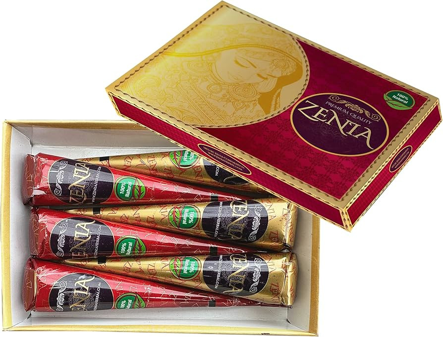 Zenia 6 Pack 100% Natural Ready to Use Henna Paste Hair Color Hair Dye Cones Reddish Brown Color | Amazon (US)