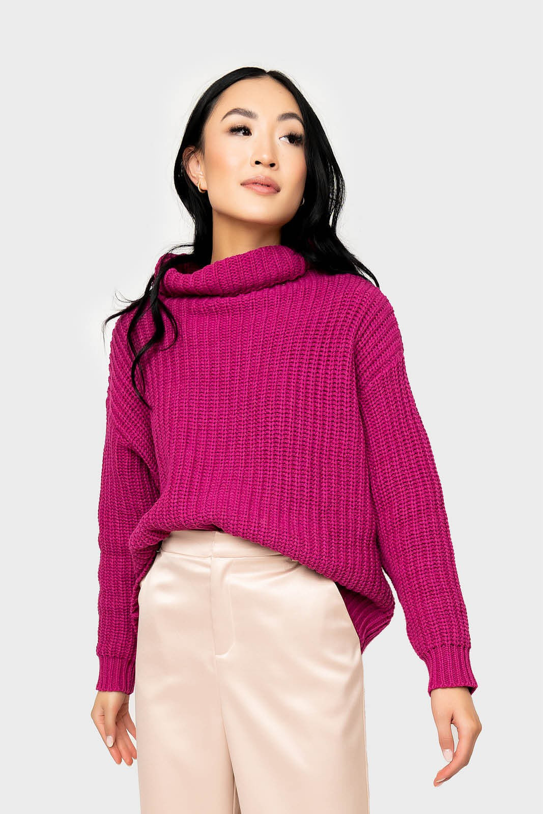 Ashley T Neck Chunky Rib Relaxed Sweater | Gibson