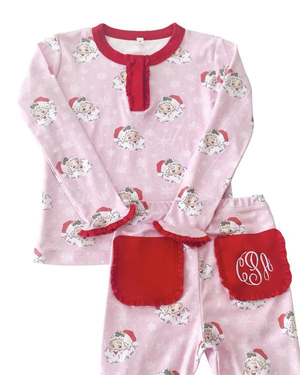 Vintage Santa Pink Pima Cotton Pajama Set | Smockingbird Kids