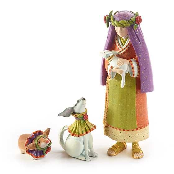 Patience Brewster Nativity Shepherdess with Dog Figures | MacKenzie-Childs