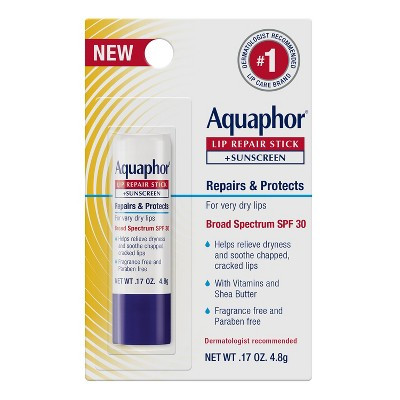 Aquaphor Lip Protectant + SPF Lip Balm - 0.17oz: Nourishing, Contains Shea Butter, Stick Form, Unflavored | Target