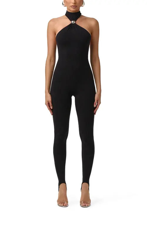 Naked Wardrobe Naked Dome Halter Jumpsuit in Black at Nordstrom, Size Small | Nordstrom