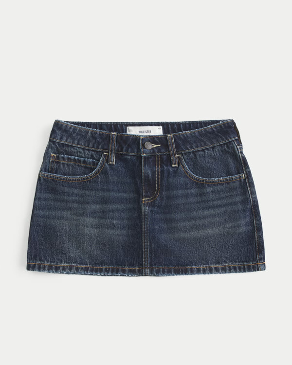 Low-Rise Denim Mini Skort | Hollister (US)