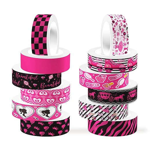 Washi Tape Set 12 Rolls, Pink Beauty Themed DIY Decorative Tape for Scrapbook Decorating, Art Jou... | Amazon (US)