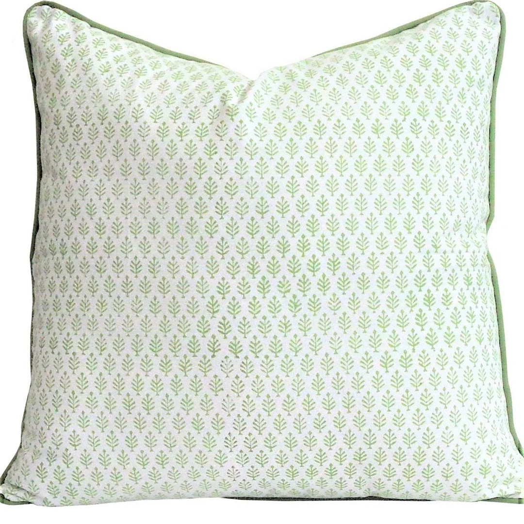 Block Print Pillow Cover, 20 Inch With Contrast Piping, Zipper, Same Print Both Sides, Cotton Blo... | Etsy (US)