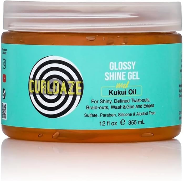 Curldaze Glossy Shine Gel with Kukui Oil, Vitamins A, C, & E, Defines Curls in Twist-Outs, Braid-... | Amazon (US)