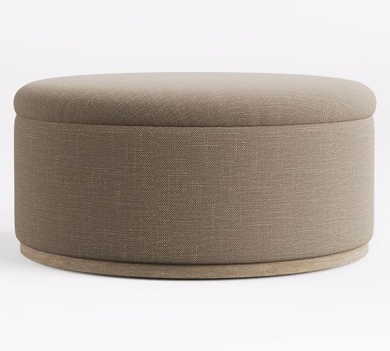 Lawton Round Upholstered Ottoman | Pottery Barn (US)