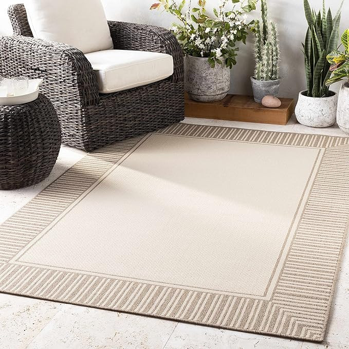 Hauteloom Muncie Living Room, Bedroom Patio Outdoor Area Rug - Indoor/Outdoor - Beige, Brown - 2'... | Amazon (US)