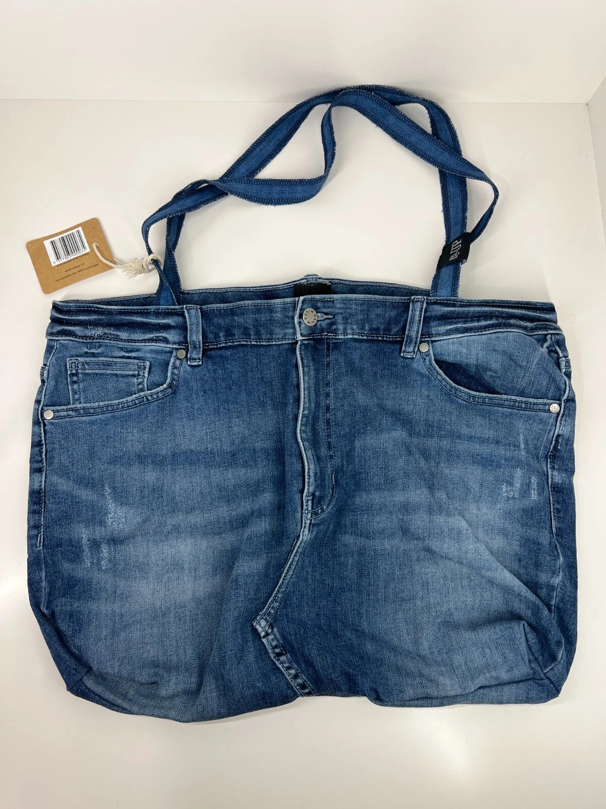 Women's tote shoulder bag blue denim upcycled material jeans Re-Up handmade | eBay AU