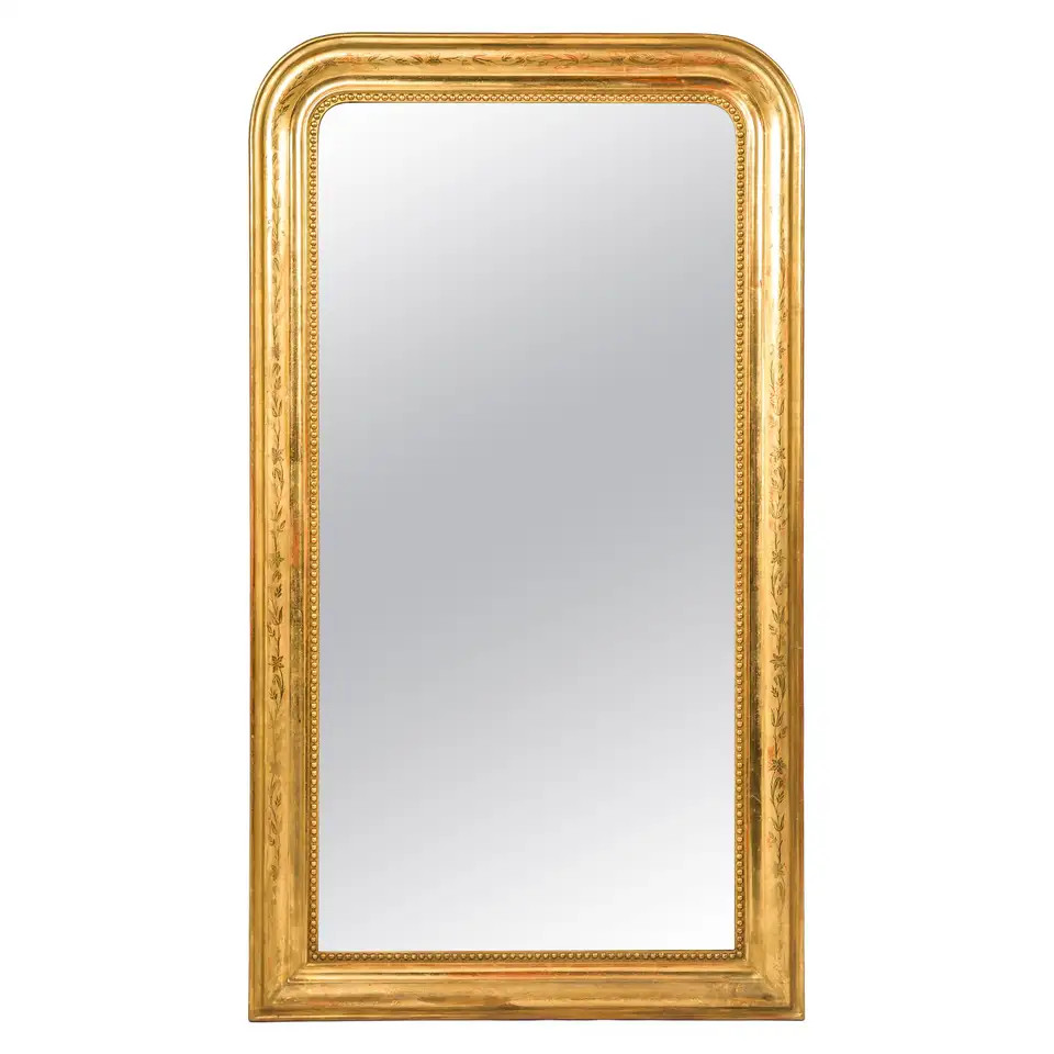 Antique 19th Century Gold Leaf Gilt French Louis Philippe Mirror | 1stDibs