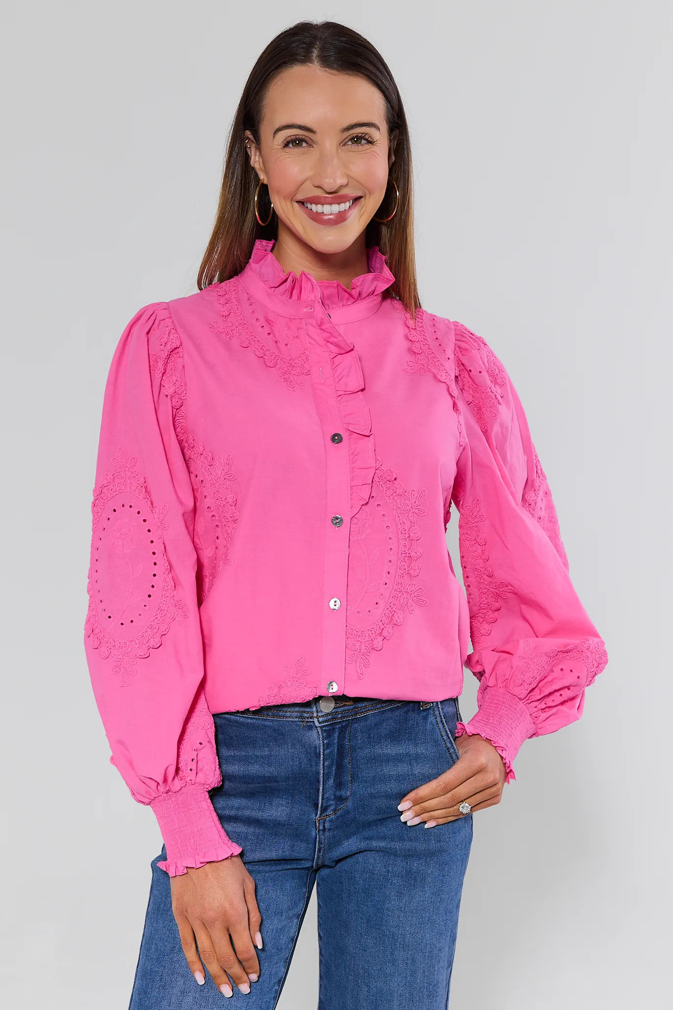 Cassidy Pink Embroidered Top | Avara