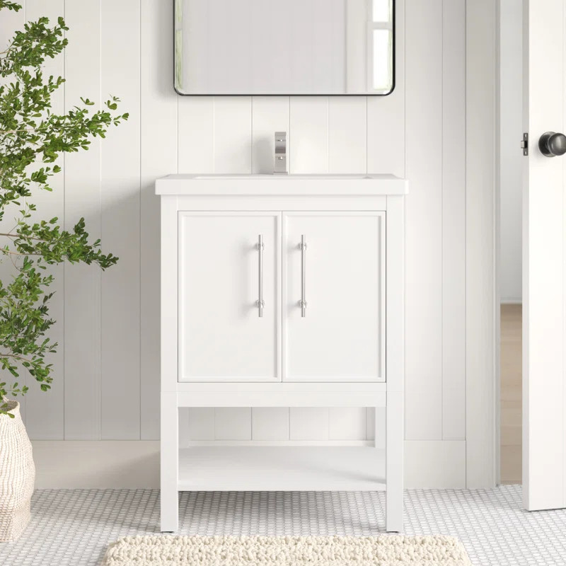 Jewell 24.425'' Free-standing Single Bathroom Vanity with Ceramic Vanity Top | Wayfair North America
