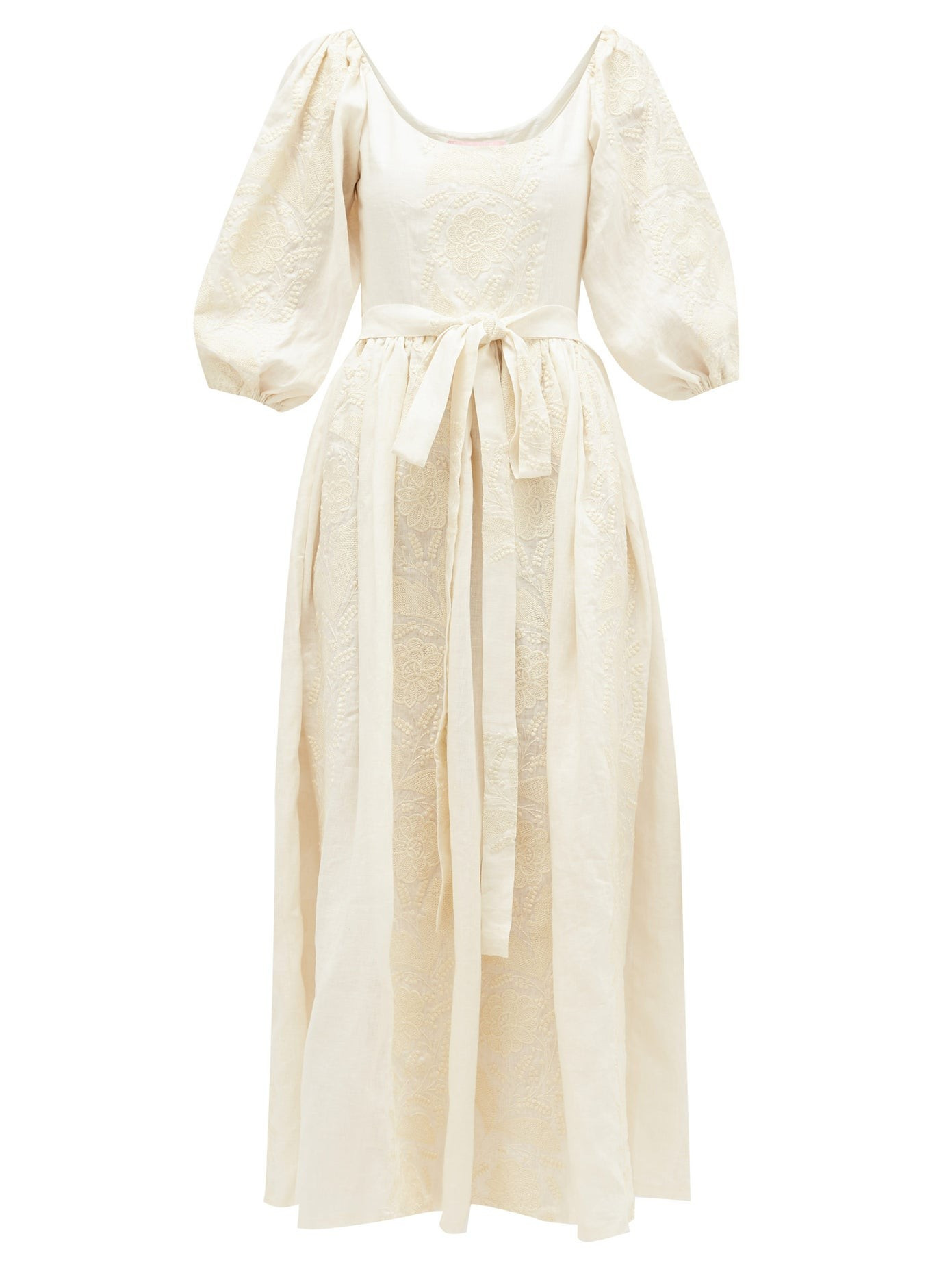 Floral-embroidered linen-blend dress | Matches (US)