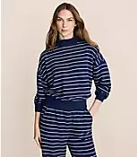 Lou & Grey Striped Cozy Cotton Mock Neck Sweatshirt | LOFT
