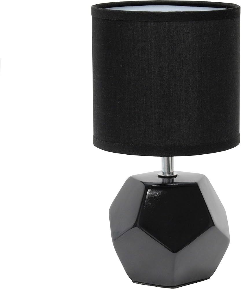 Simple Designs LT2065-BLK Round Prism Mini Table Lamp with Matching Fabric Shade, Black | Amazon (US)