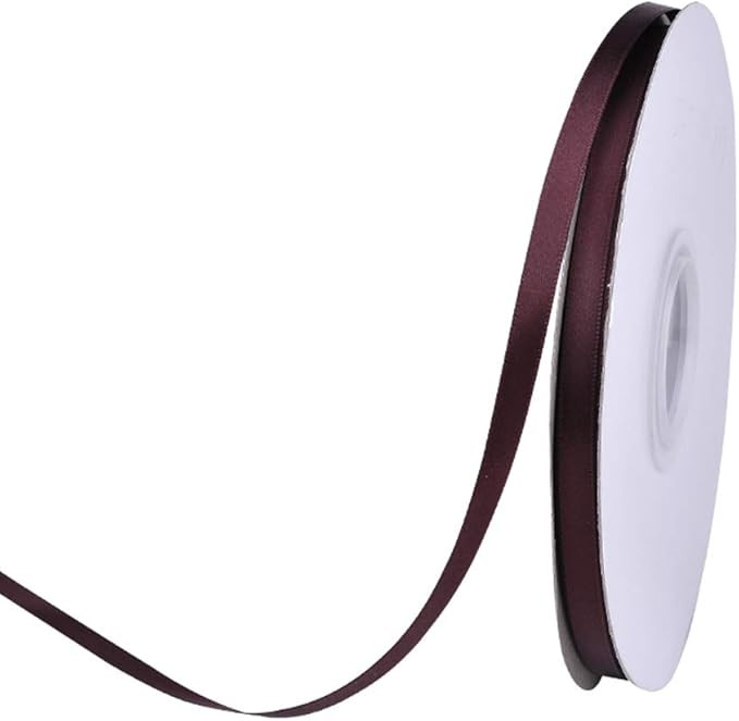 Ribest 1/4 inch Burgundy Double Face Satin Ribbon 50 Yards Per Roll for Bouquet Gift Wrapping Hai... | Amazon (US)