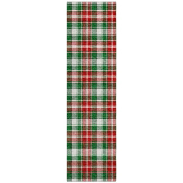 Machine Washable Indoor/Outdoor Christmas Plaid Xhevrie Emerald Rug | Wayfair North America