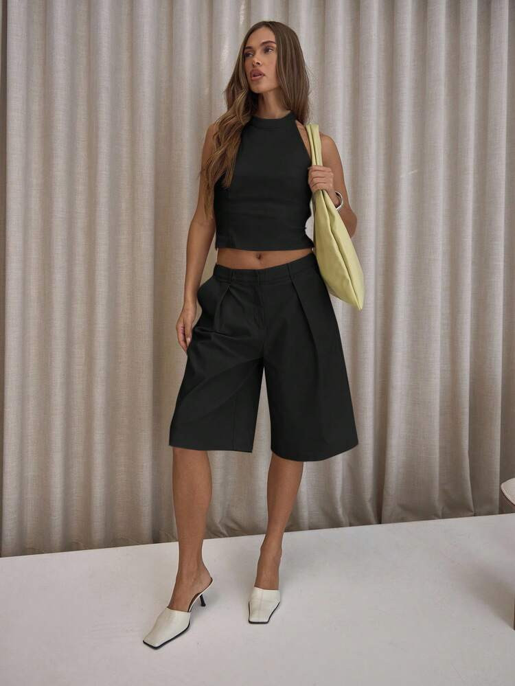 MUSERA Pantaloncini lunghi e dritti con pieghe, eleganti e sexy, adatti per uscite serali, primav... | SHEIN