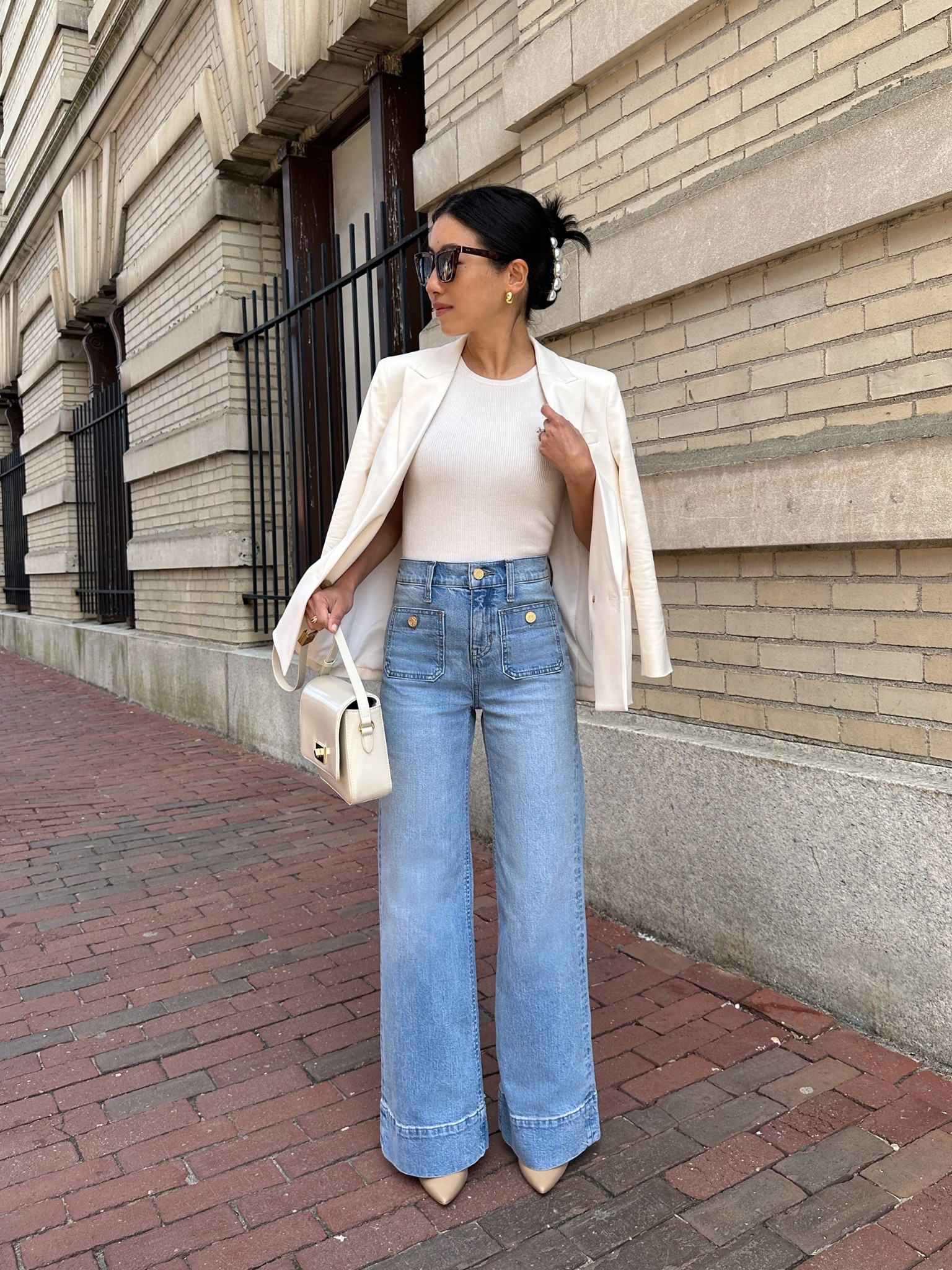 Petite friendly spring outfit

• J. Crew Relaxed double-breasted blazer in city twill 00 petite. Petite sleeves fit me a little short. 

• Old J. Crew shell xxs - linked a similar one that I love - super soft!

• J. Crew high-rise denim trouser jean 23P - I sized down to 23 petite as J. Crew denim trouser waist sizes run a little big for me. 

I'm 5 ft tall and need to wear heels with these. Linked the currently stocked washes in this same cut as mine is from prior years 

• J. Crew leather handbag

• Linked similar heels

Spring outfits, petite friendly, workwear 

#LTKWorkwear #LTKPetite #LTKSeasonal