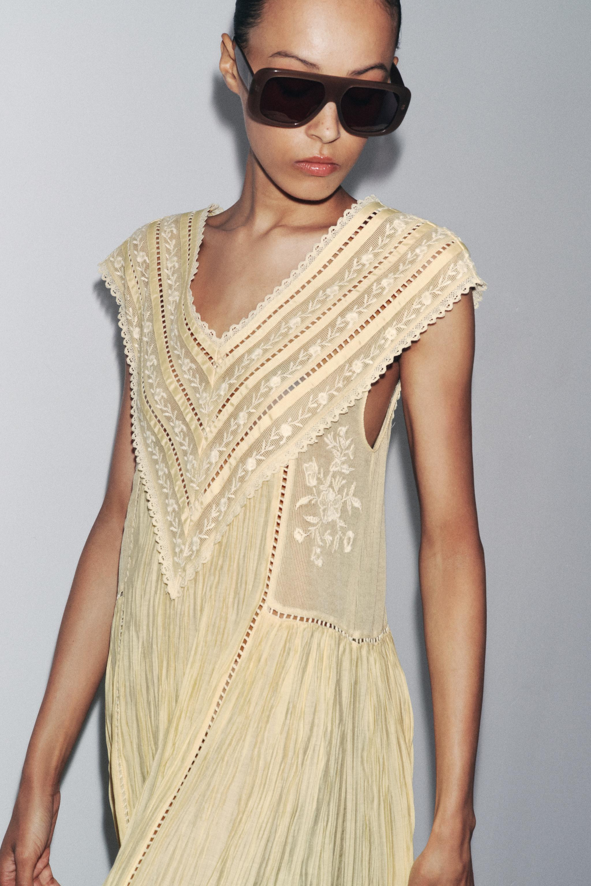 ZW COLLECTION EMBROIDERED PLEATED DRESS | Zara US