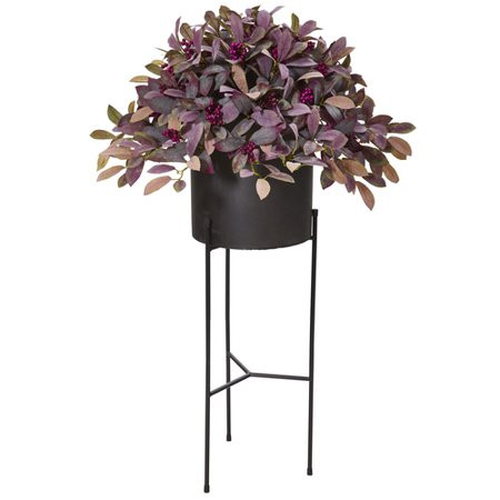 49” Fall Laurel Leaf With Berries Artificial Plant In Black Planter With Stand | Walmart (US)