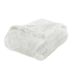 Home Decorators Collection Piper White Snow Faux Rabbit Fur Throw Blanket PIP5060SNW.THRW | The Home Depot