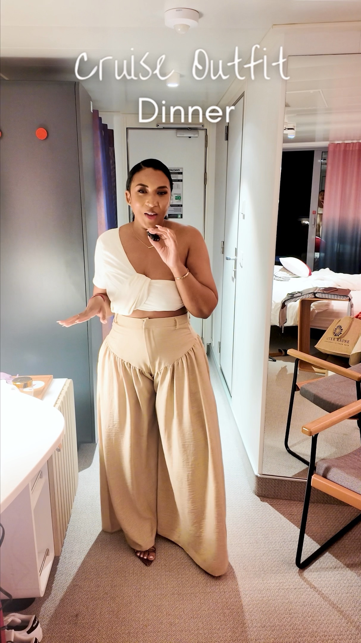 Cruise Outfit for Dinner
Pants: Size M
Top: Size M (Runs Small)
Bag is from Aster Rain it came with the skin care products that I purchased. I absolutely love her body oils. It is a black owned brand  

#LTKOver40 #LTKMidsize #LTKTravel