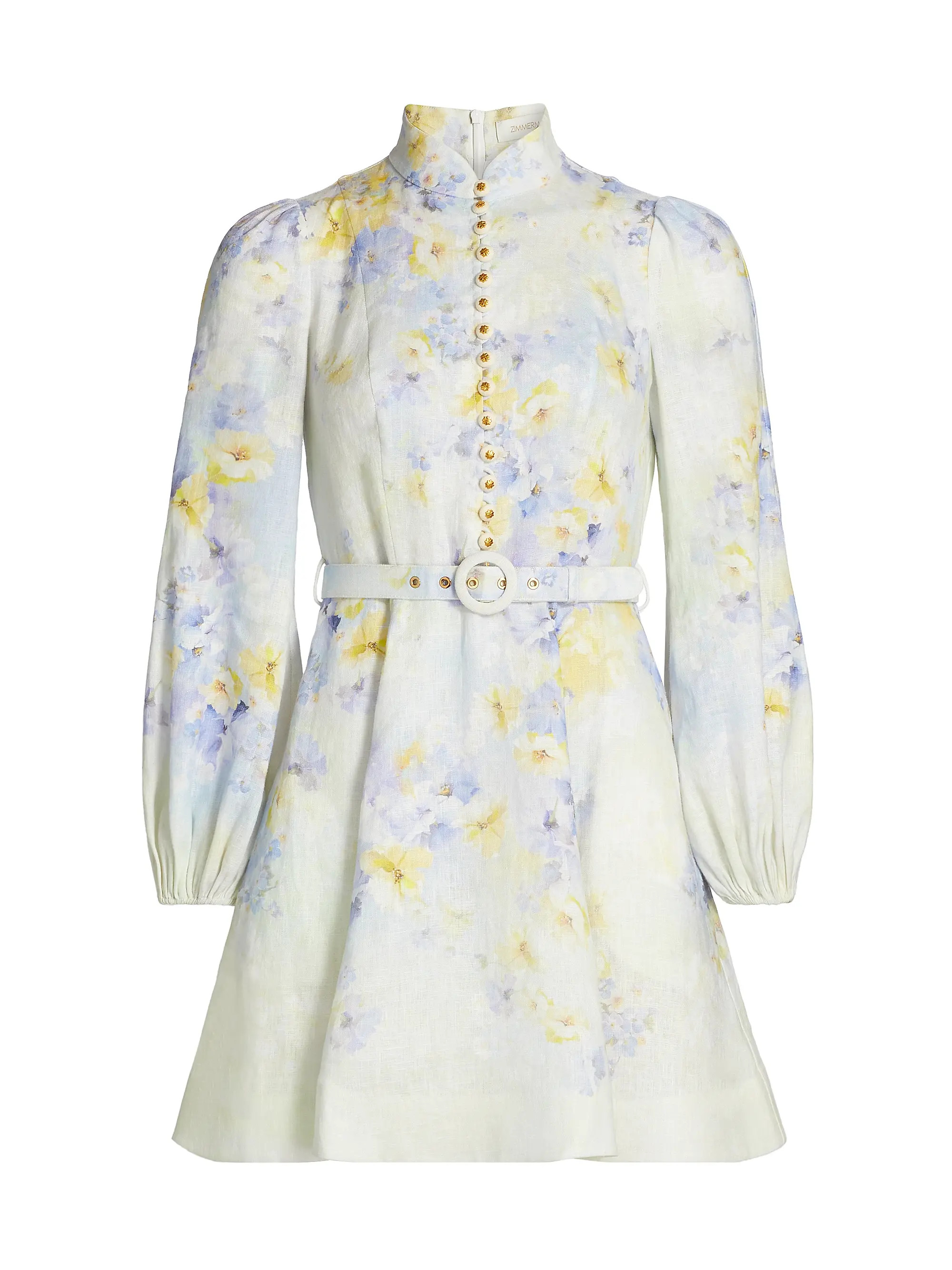 Zimmermann Crush Floral Linen Minidress | Saks Fifth Avenue | Saks Fifth Avenue