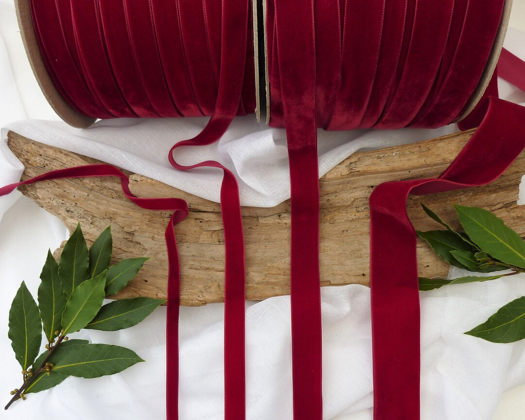 Dark Red Velvet Ribbon Trim Premium Quality, Narrow Wide, 9mm 16mm 22mm Berisfords - Etsy UK | Etsy (US)
