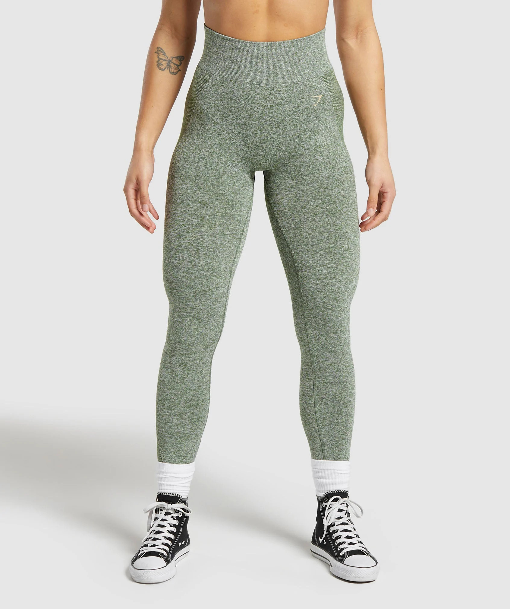 Gymshark Flex High Waisted Leggings - Force Green/Vanilla Beige | Gymshark CA