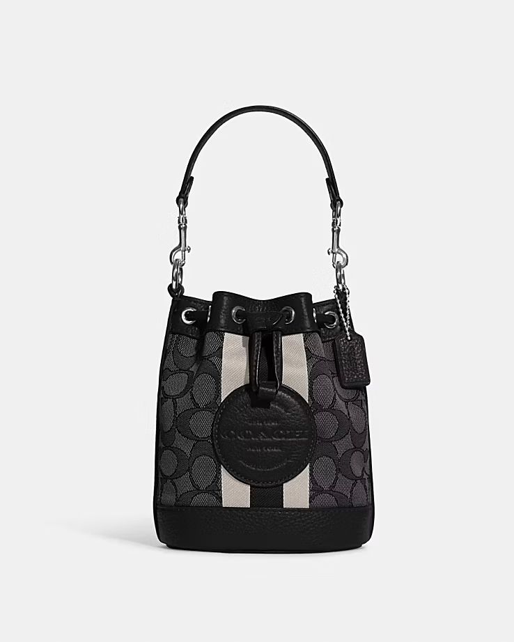 Mini Dempsey Bucket Bag In Signature Jacquard With Stripe And Coach Patch | Coach Outlet CA