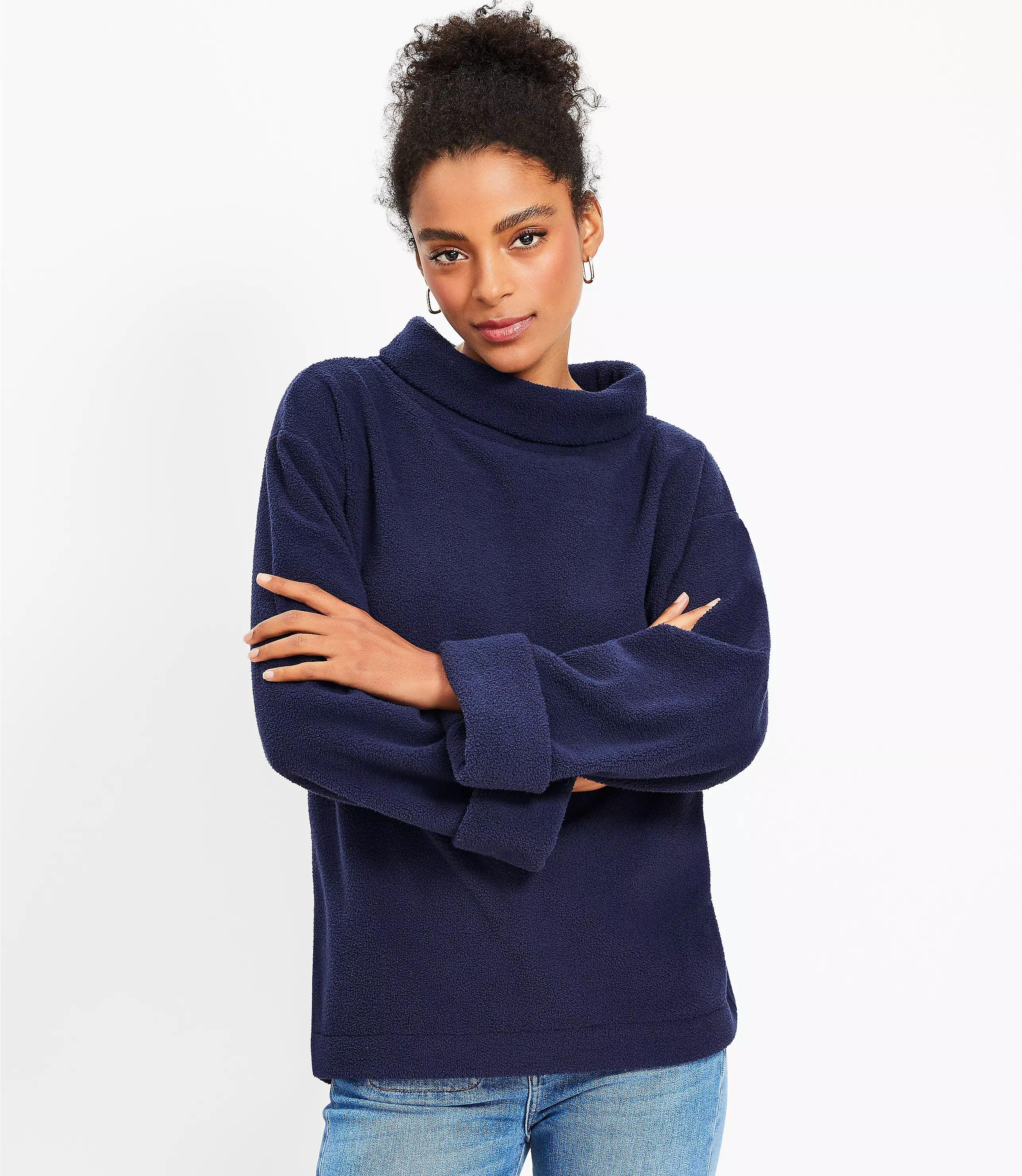 Cozy Sherpa Funnel Neck Top | LOFT