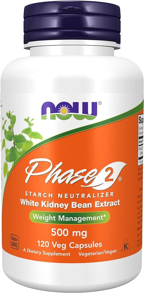 NOW Supplements, Phase 2® (White Kidney Bean Extract) 500 mg, Weight Management*, 120 Veg Capsul... | Amazon (US)