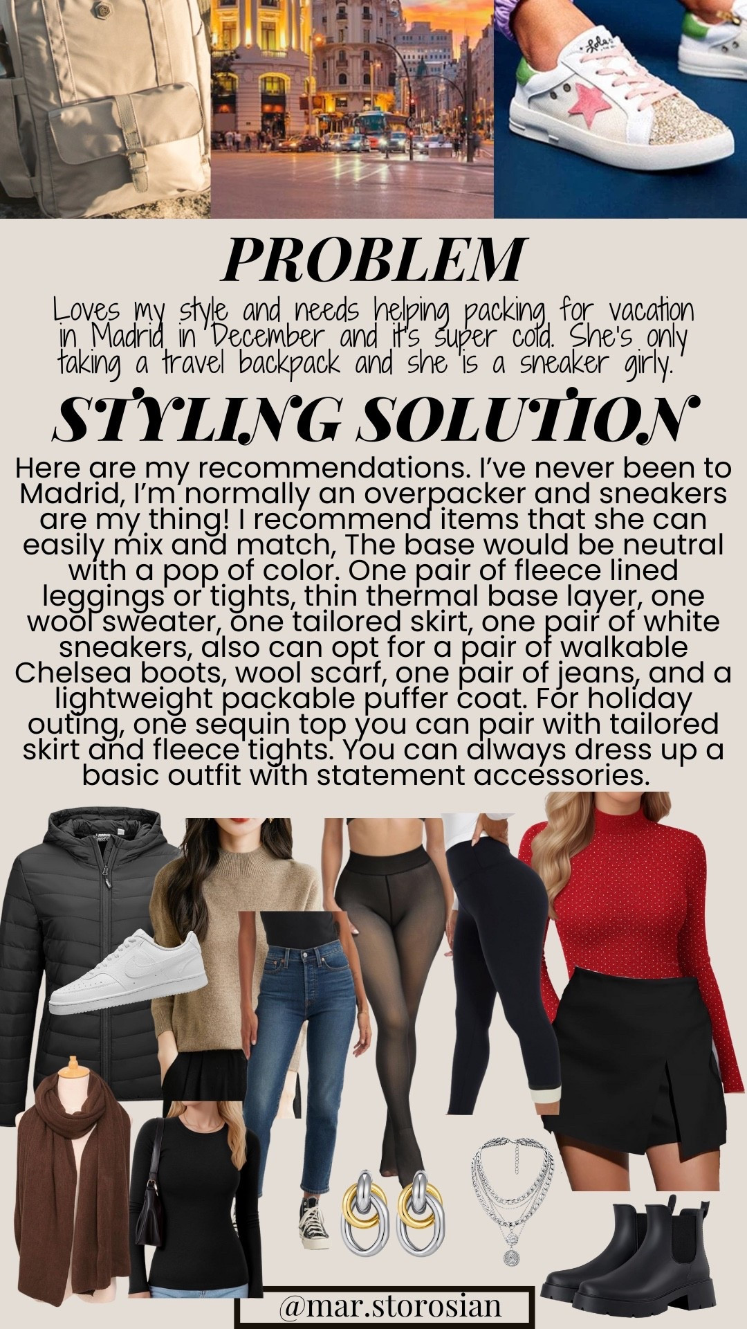 She loves my style and she’s going to Madrid on vacation in December and it’s very cold. She’s only taking a travel backpack and wants to know what to pack. She’s also a sneaker girly. 

#LTKFindsUnder50 #LTKStyleTip #LTKTravel