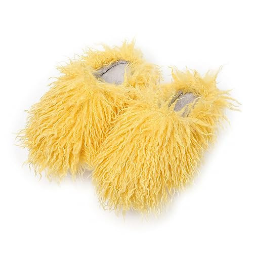 YXCFEWD House Slippers for Women Indoor Fluffy Fuzzy Slippers for Women Fur Furry Slippers Bedroom for Girls(Yellow,12) | Amazon (US)