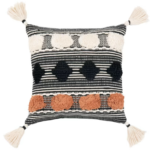 Coussin en coton noir, blanc et terracotta 45x45 | Maisons du Monde | Maisons du Monde FR