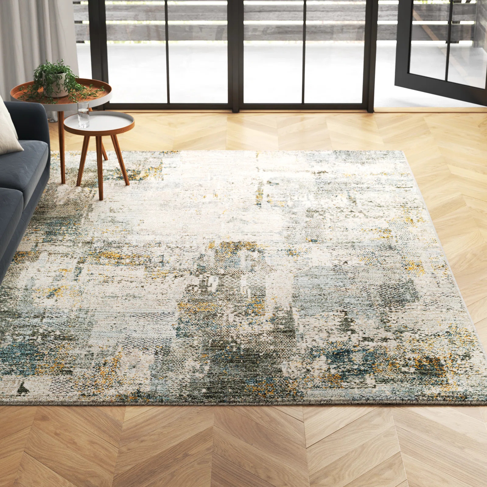 Delia Machine Woven Modern Olive Area Rug | Wayfair North America