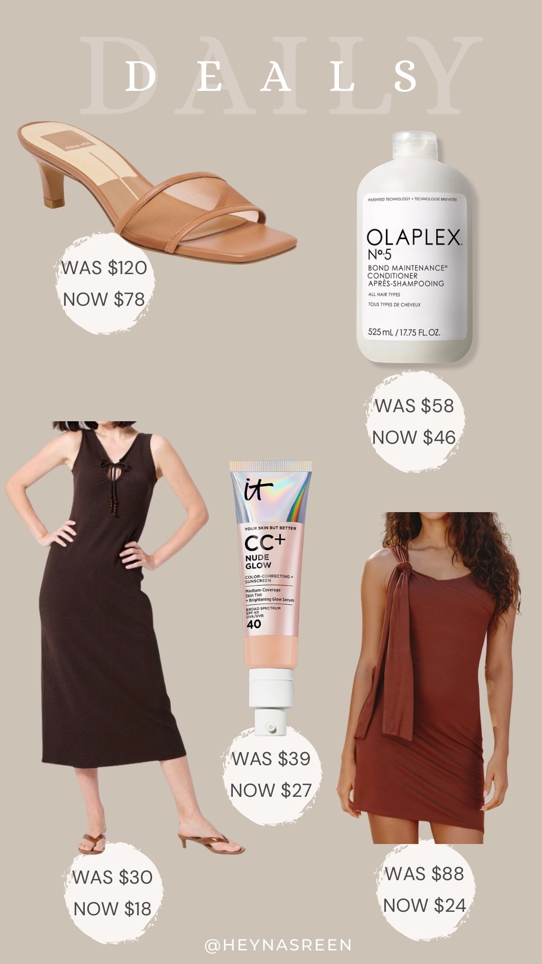 Daily deals on Dolce Vita heels, Olaplex jumbo conditioner, Anthropologie dress, IT Cosmetics nude glow cc cream, Target dress