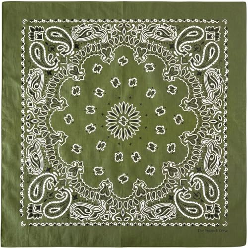 The Peacock Crew Olive Green Bandana for Men and Women in Premium Soft Cotton Paisley Gift Kraft Pack | Amazon (US)