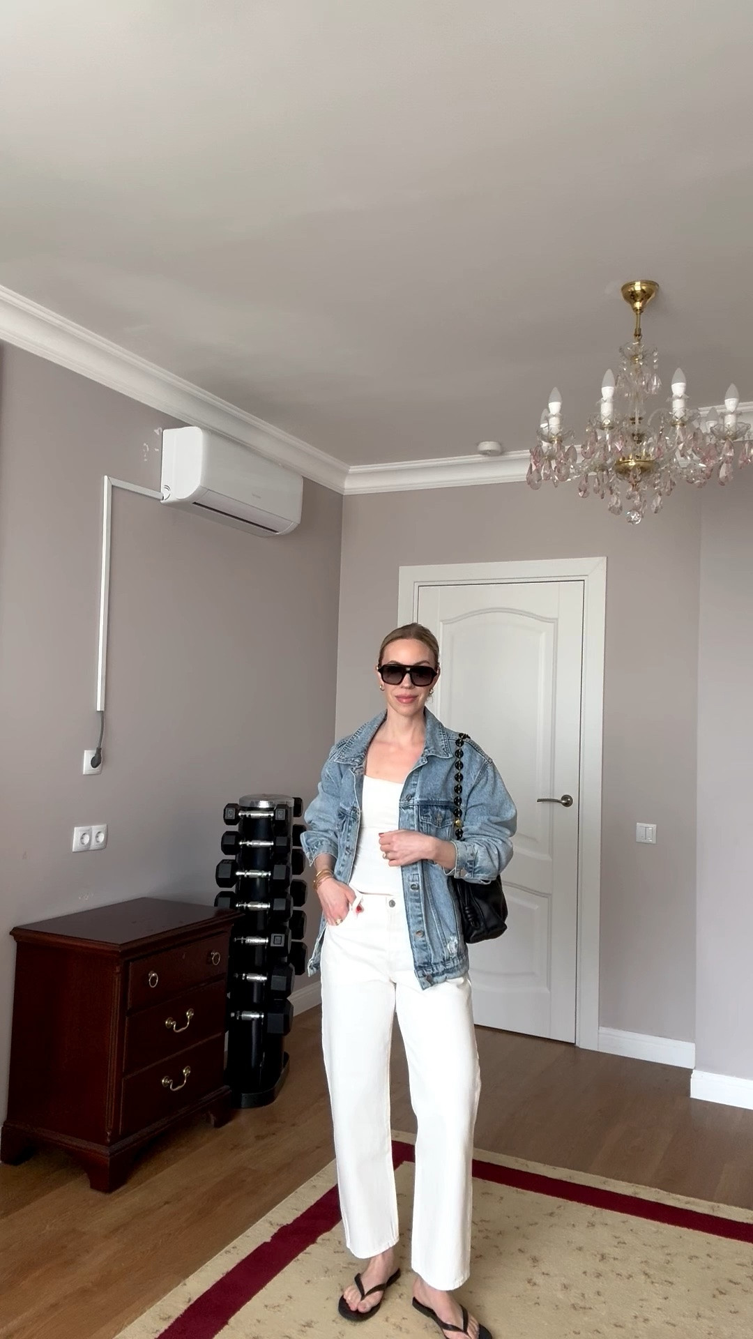 All denim summer outfit, oversized denim jacket, @levi white baggy 90’s jeans, @Madewell leather thong sandals, Loewe Flamenco pouch handbag

#LTKSeasonal #LTKOver40 #LTKSaleAlert