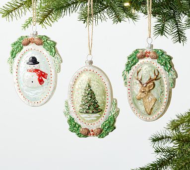 Mercury Glass Figurine Medallion Ornaments | Pottery Barn (US)