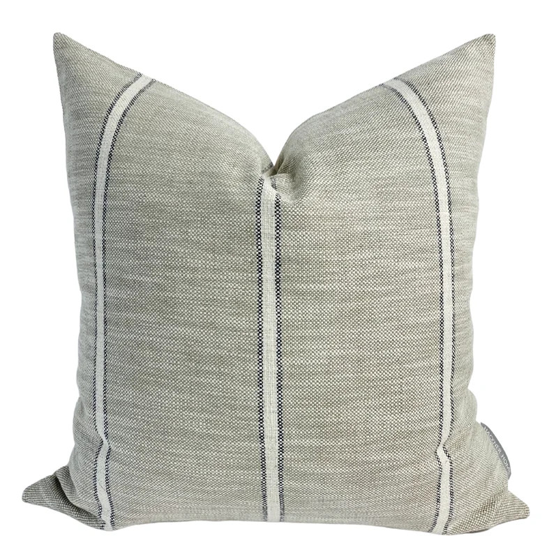 Weathered Stripe Gray Pillow Cover, Stripe Pillow Cover, Neutral Pillow, Designer Pillow Cover, V... | Etsy (US)