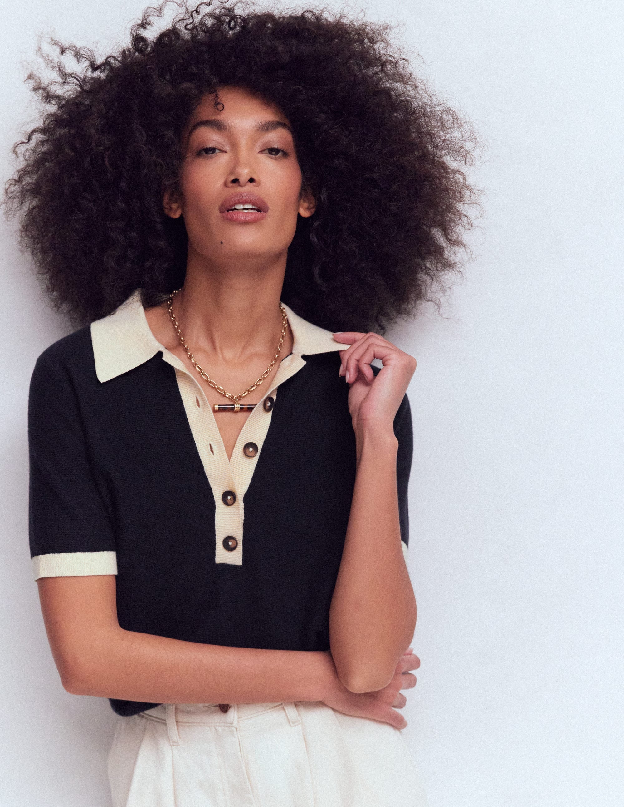 Grace Colour Block T-Shirt-Navy | Boden (US)