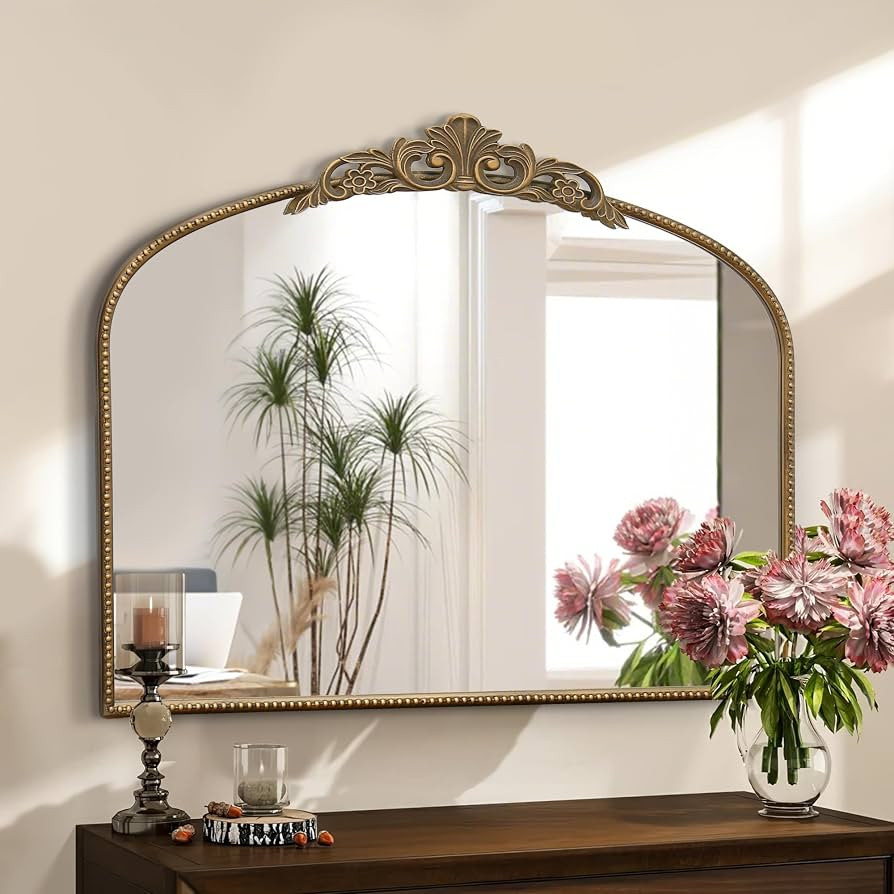 Micasso Vintage Gold Arched Mirror: 36"x29" Baroque Antique Wall Mirror | Amazon (US)